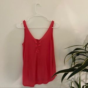A&F hot pink lace up tank top